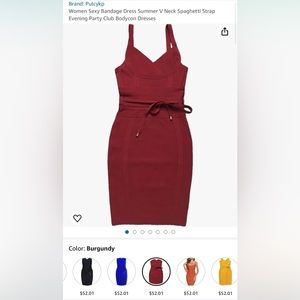 NWOT Pulcykp Maroon Bandage Bodycon Dress, L